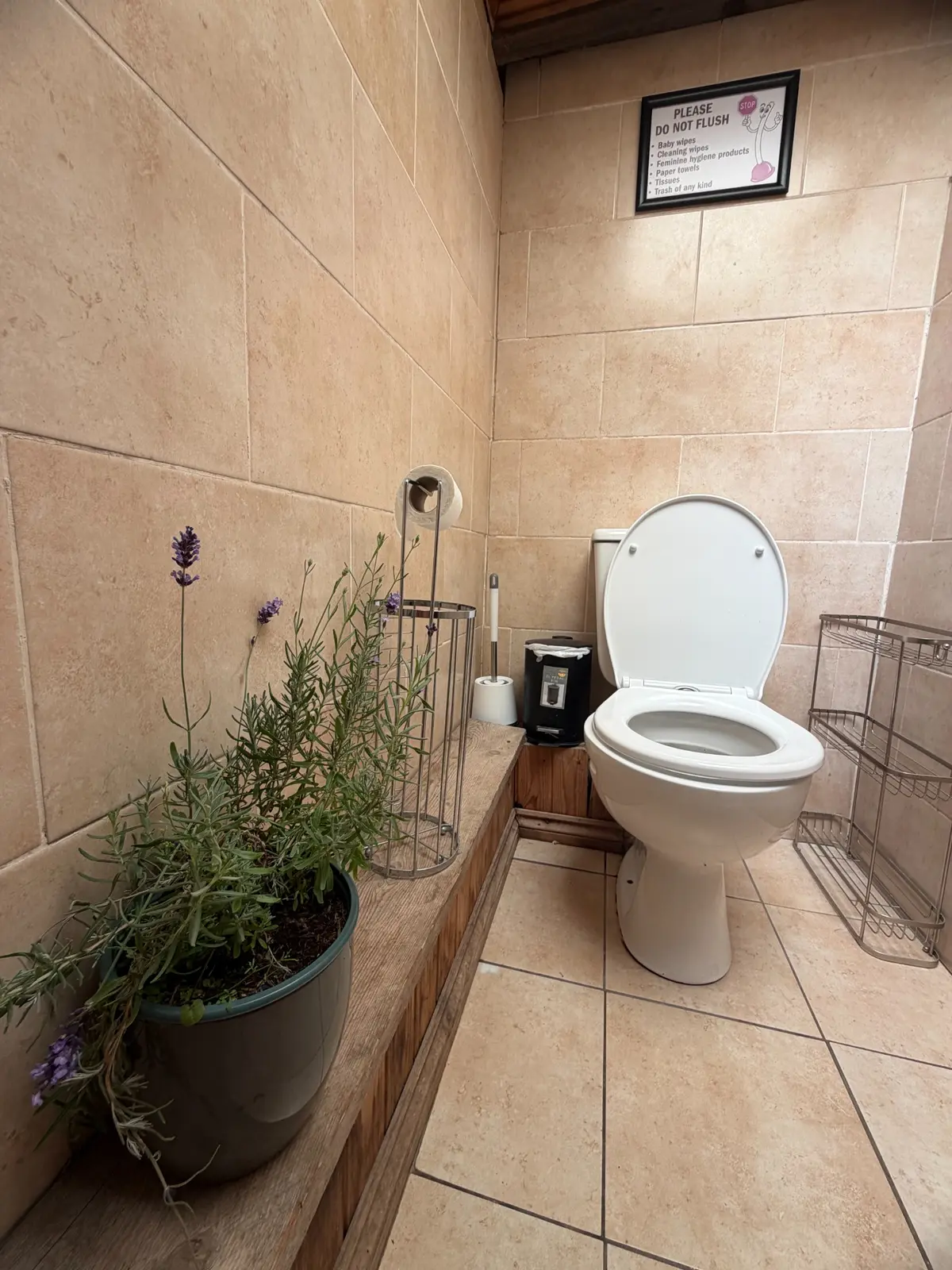 Tiled toilet facility with natural planting