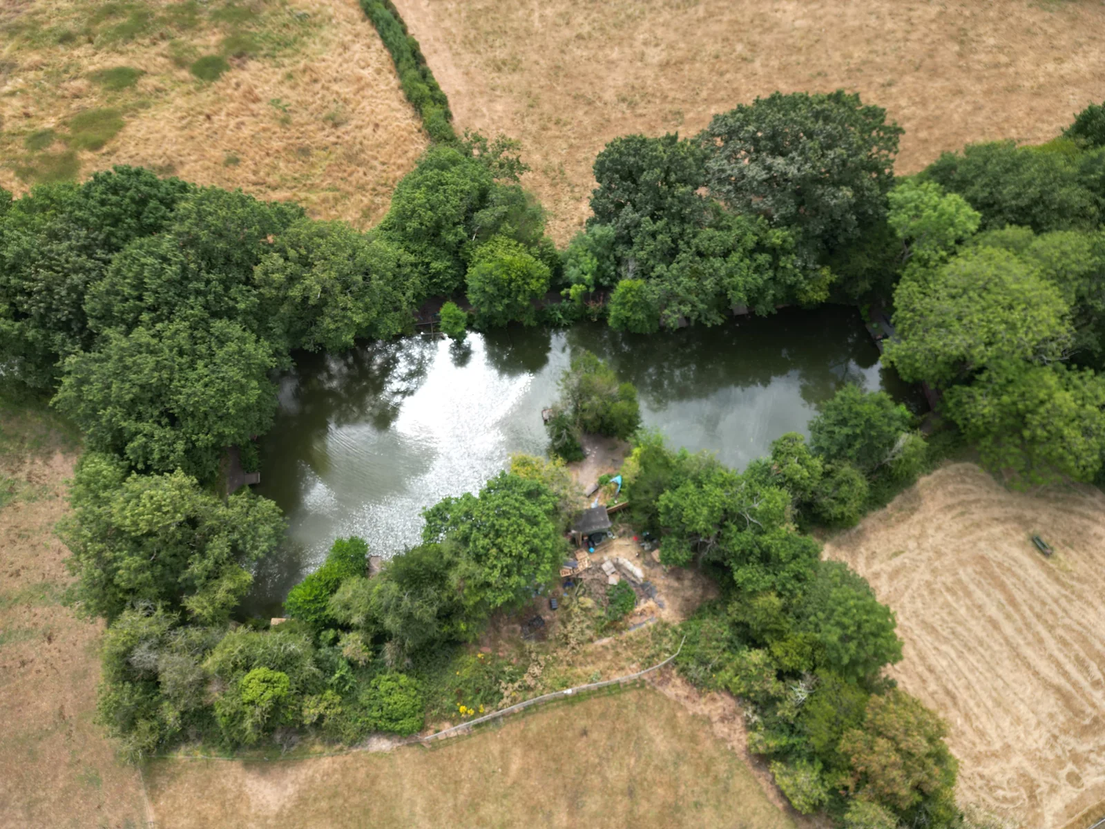 Aerial view of Botts Pool within the surrounding fields