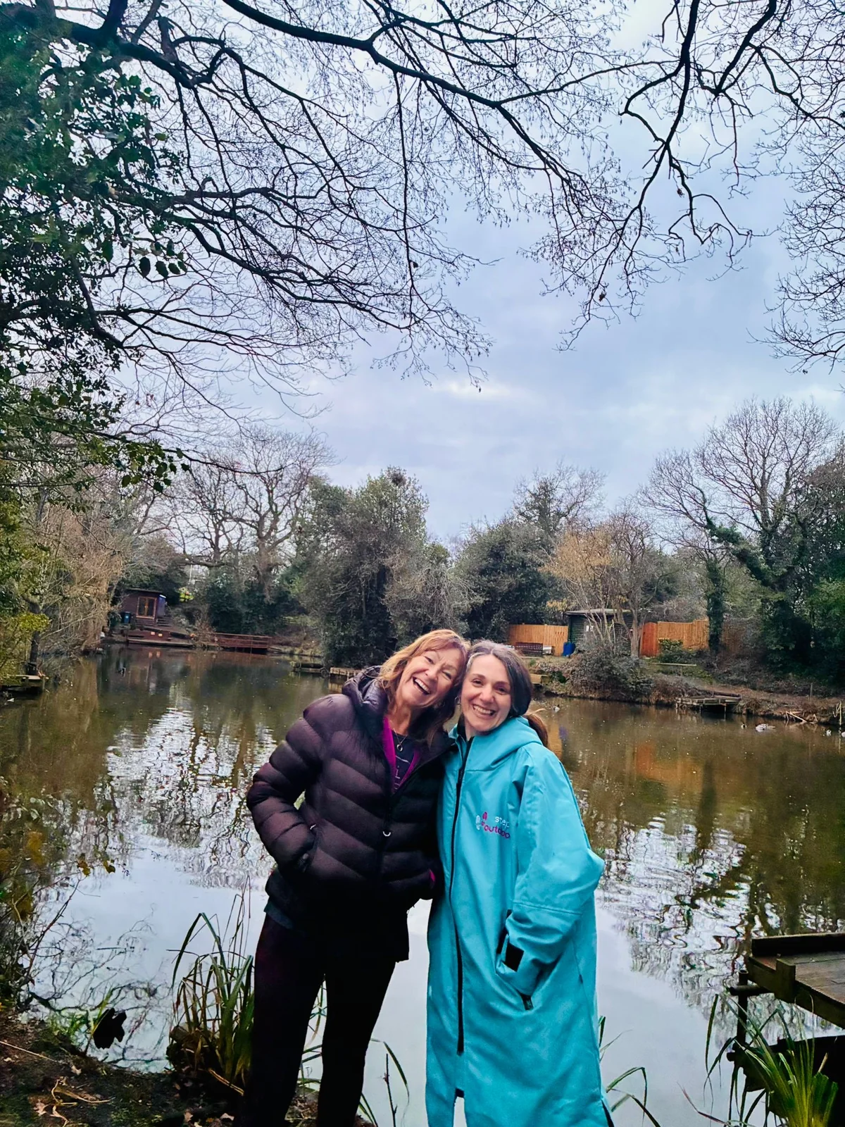 Friends enjoying a visit beside Botts Pool
